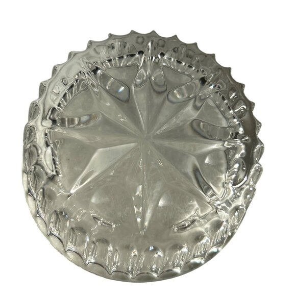 Vintage Mini Glass Trinket Dish With Ornate Gold Metal Lid Starburst - Picture 4 of 7